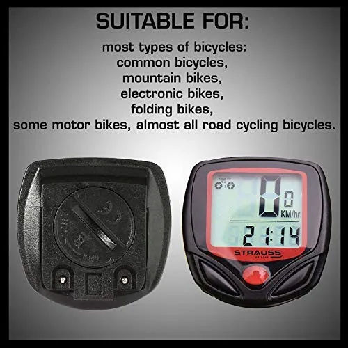 Strauss Cycle/Bicycle/Helmet Multi Purpose Number Lock, (Black) and Bicycle Speedometer, (Black/Red)