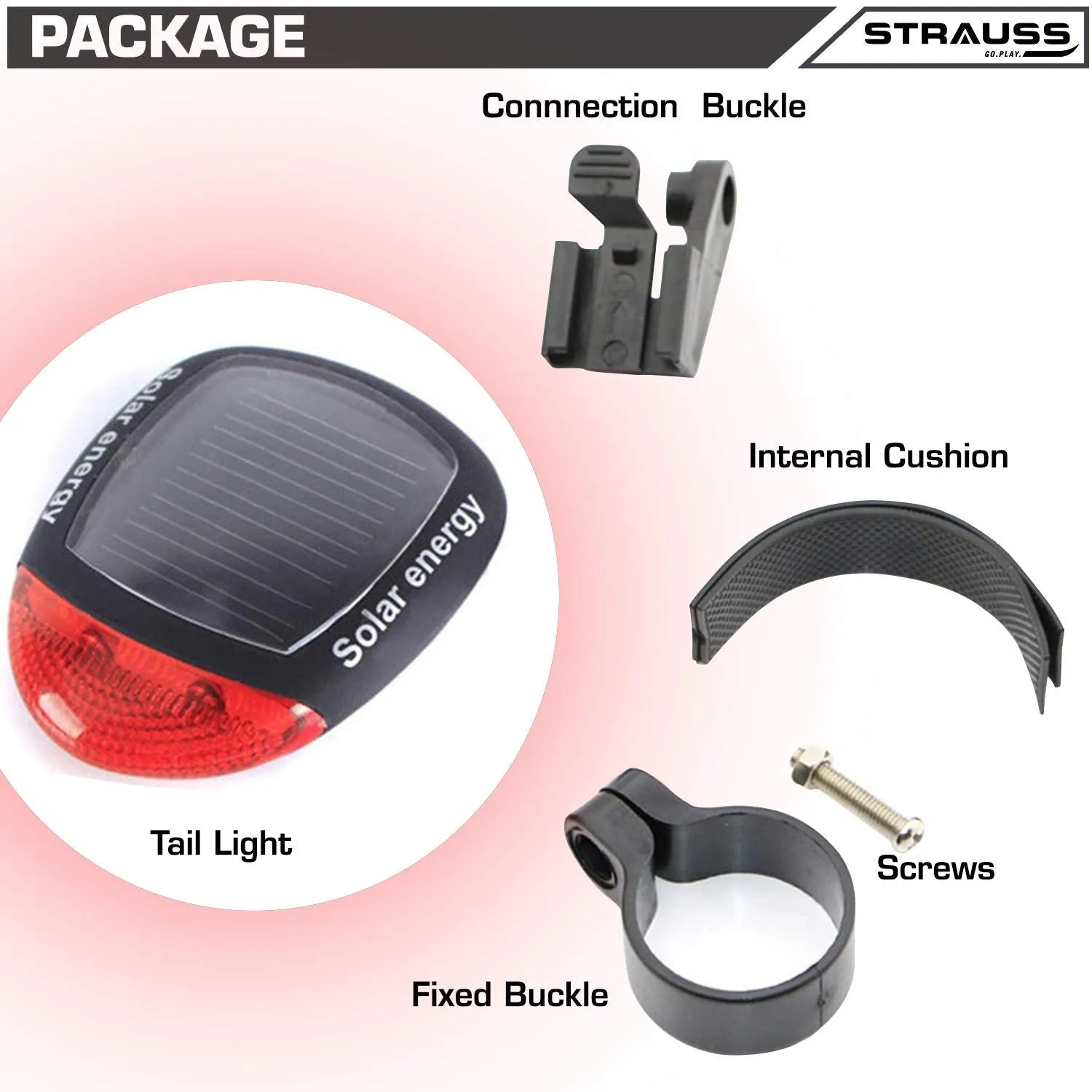 Strauss Gel Seat Cover (Black) and Bicycle Solar Tail Light