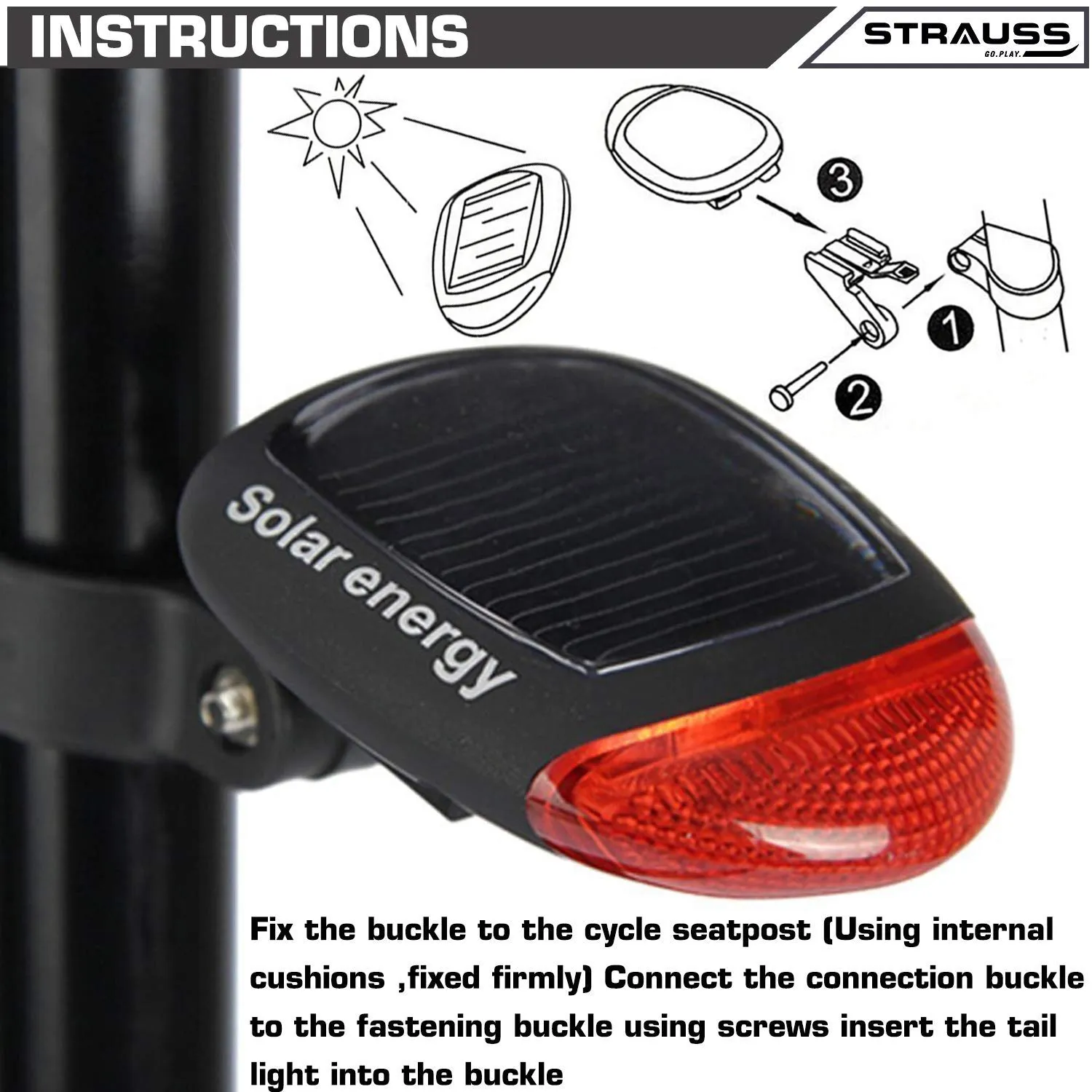 Strauss Gel Seat Cover (Black) and Bicycle Solar Tail Light