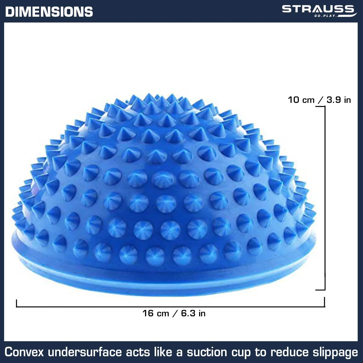 Strauss Hedgehog Balance Pods, Spiky Fitness Domes for Kids Adults Sports, Foot Massage, Stability Training, Physical Therapy, Yoga Gymnastics Exercise, Core Strength (Blue)