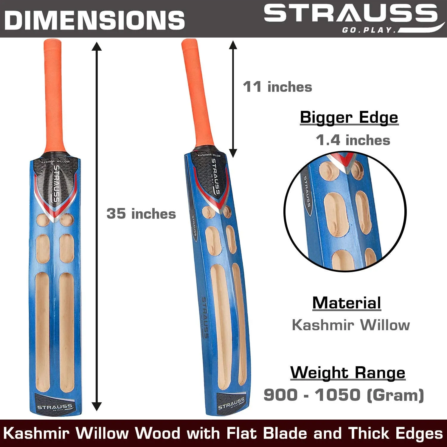 Strauss Master Scoop Tennis Cricket Bat,Full Duco,Blue, (Singapur Handle)