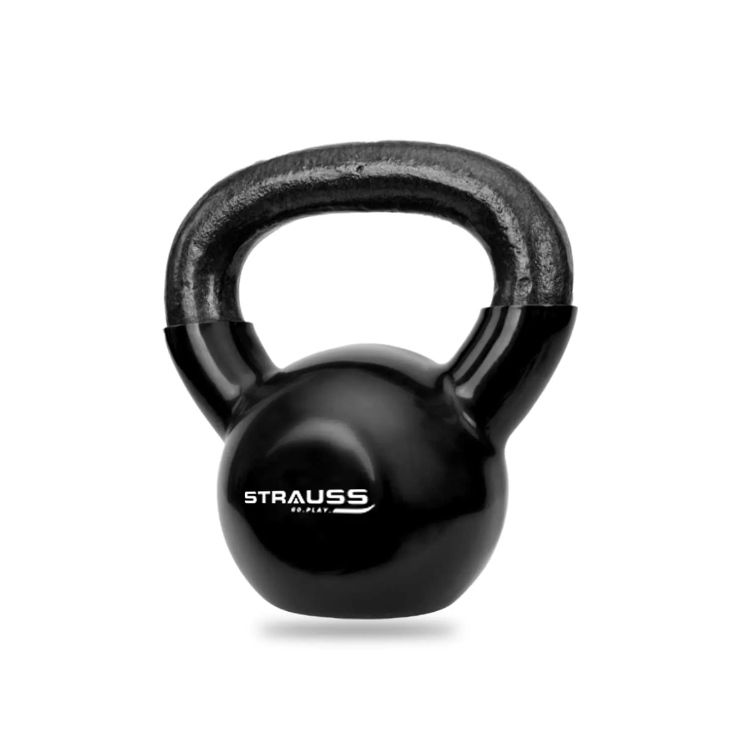 Strauss Premium Vinyl Kettlebell Weight for Men & Women | 2 Kg | Ideal for Home Workout, Yoga, Pilates, Gym Exercises | Non-Slip, Easy to Hold, Scratch Resistant (Black)