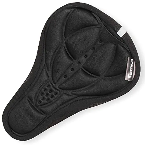 Strauss Saddle Seat Cover with Anti-Slip Granules & Soft, Thick Padding | Superior Comfort, Breathable Design | Comes with Adjustable Rope Straps & Fits All Cycles, (Black)