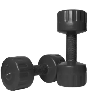 Strauss Unisex PVC Dumbbells Weight for Men & Women | 2Kg (Each)| 4Kg (Pair) | Ideal for Home Workout and Gym Exercises (Black)