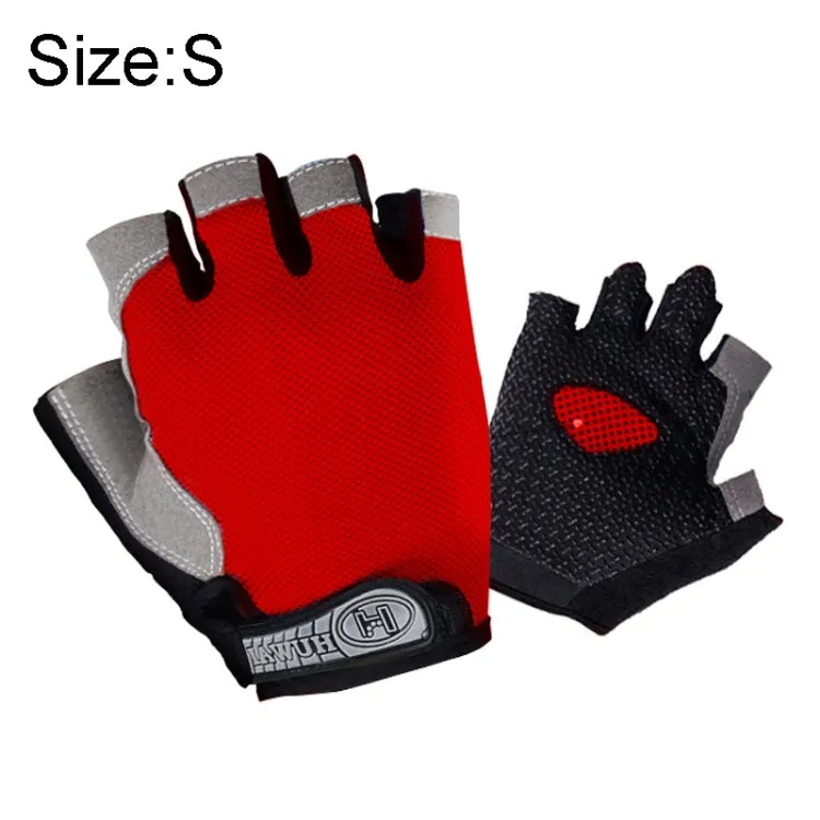 Summer Men Women Fitness Gloves Gym Weight Lifting Cycling Yoga Training Thin Breathable Antiskid Half Finger Gloves, Size:S(Red)