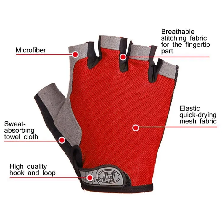 Summer Men Women Fitness Gloves Gym Weight Lifting Cycling Yoga Training Thin Breathable Antiskid Half Finger Gloves, Size:S(Red)