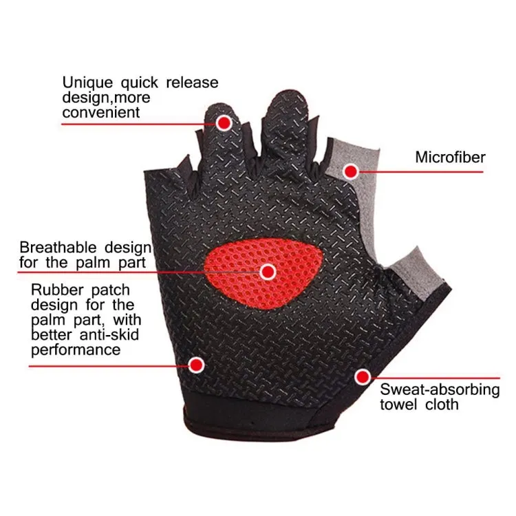 Summer Men Women Fitness Gloves Gym Weight Lifting Cycling Yoga Training Thin Breathable Antiskid Half Finger Gloves, Size:S(Red)