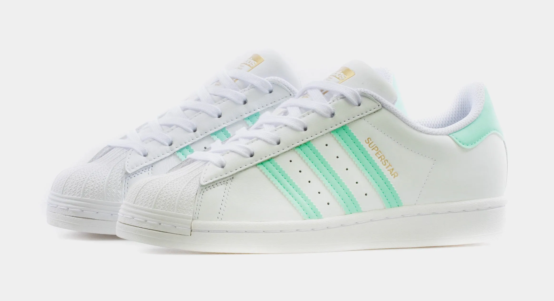 Superstar Grade School Lifestyle Shoe (White/Mint Green)