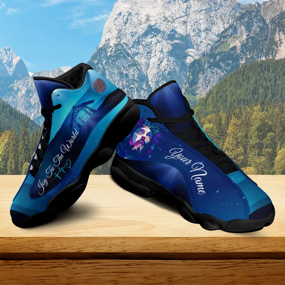 Teesdily | Customized Jesus Nativity O Holy Night Basketball Shoes, Jesus Art Running Shoes, Unisex Shoes With Thick Soles