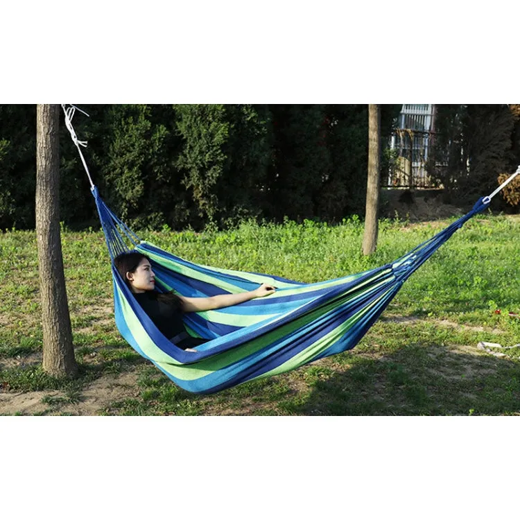 Thick Canvas Hammock Field Rollover Prevention Outdoor  Hammock Swing 260x150 No Stick (Blue Stripes)