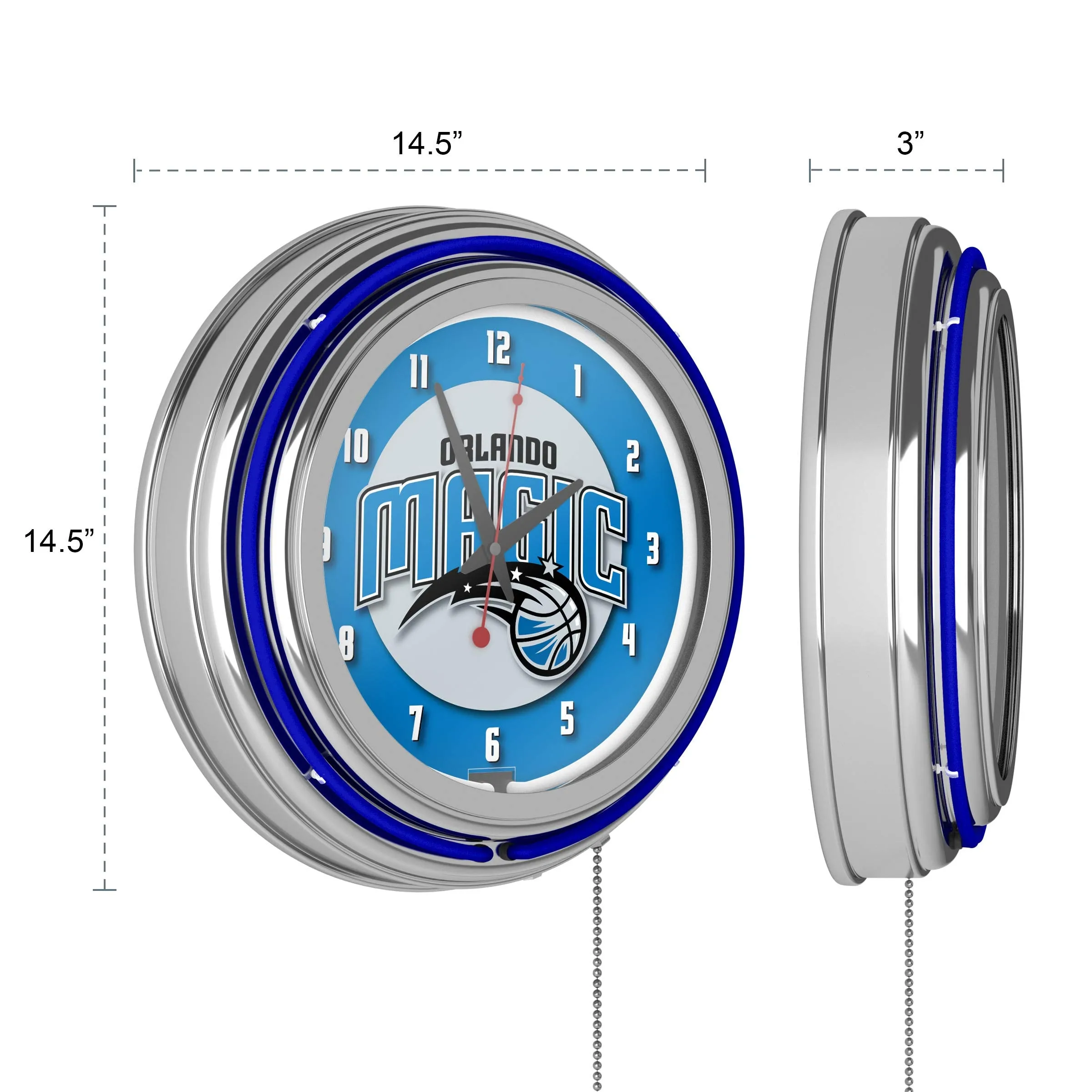 Trademark Gameroom NBA Orlando Magic Chrome Double Ring Neon Clock, 14"