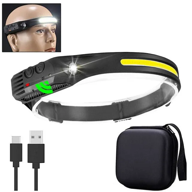 USB Rechargeable Headlamp Portable 5LED Headlight Built in Battery