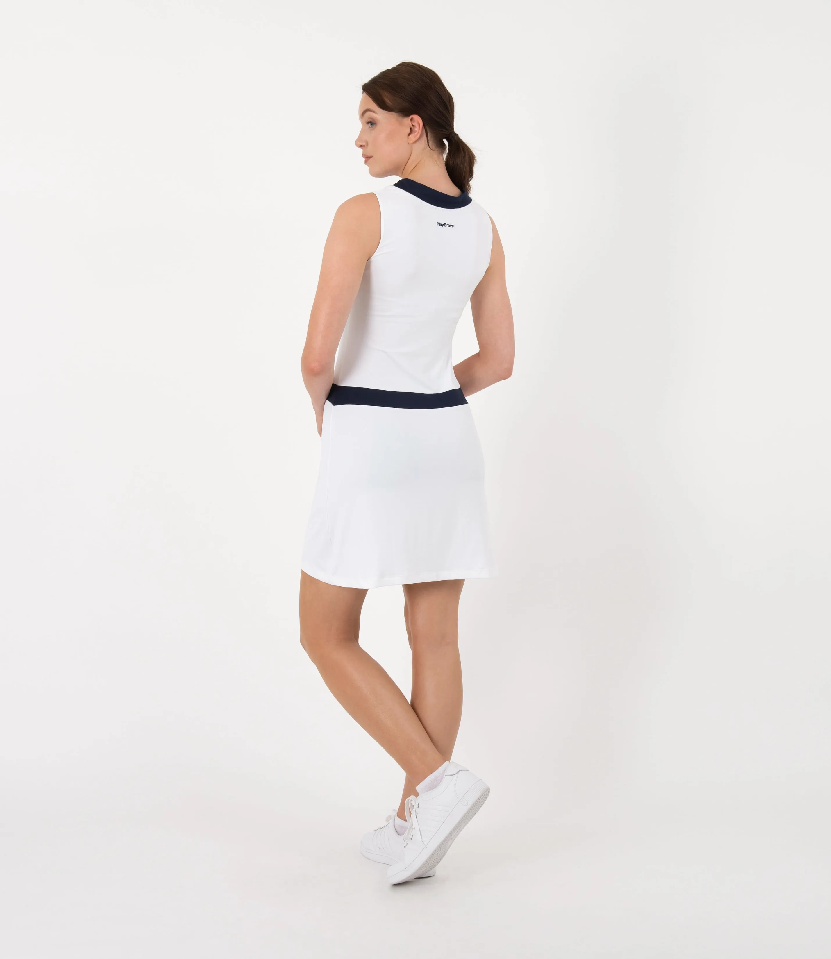 Victoria Dress - White/Navy