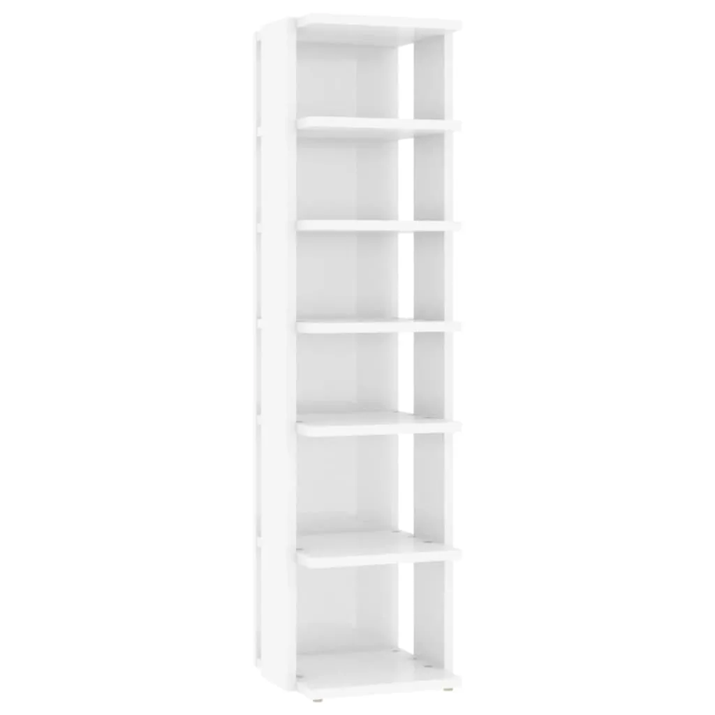 vidaXL Shoe Cabinet High Gloss White 27.5x27x102 cm Engineered Wood