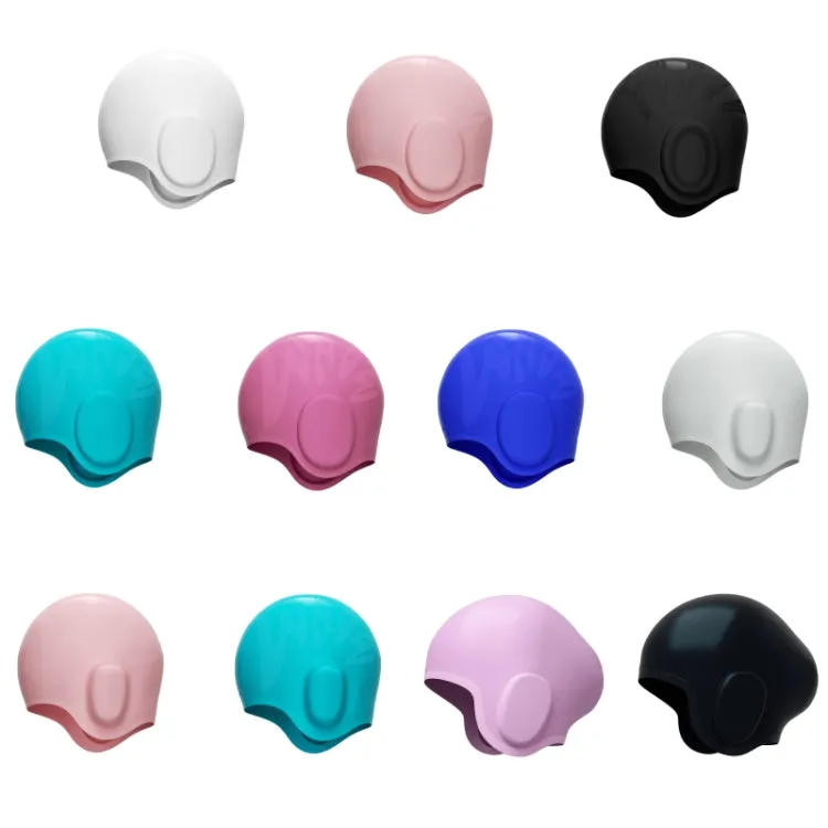 WAVE Waterproof Solid Color Ear Guard Silicone Swimming Cap, Color: Pink Blue