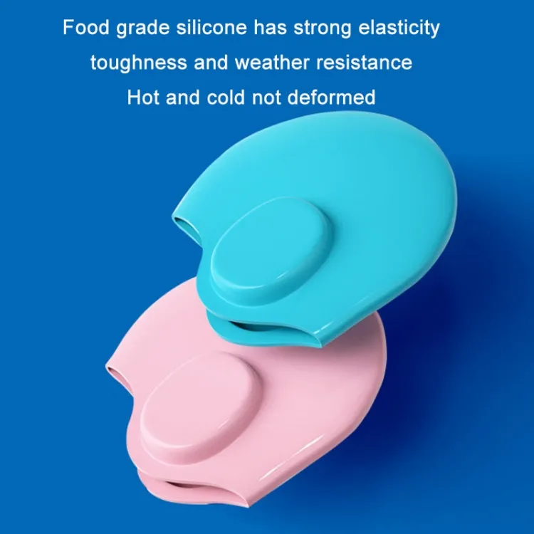 WAVE Waterproof Solid Color Ear Guard Silicone Swimming Cap, Color: Pink Blue