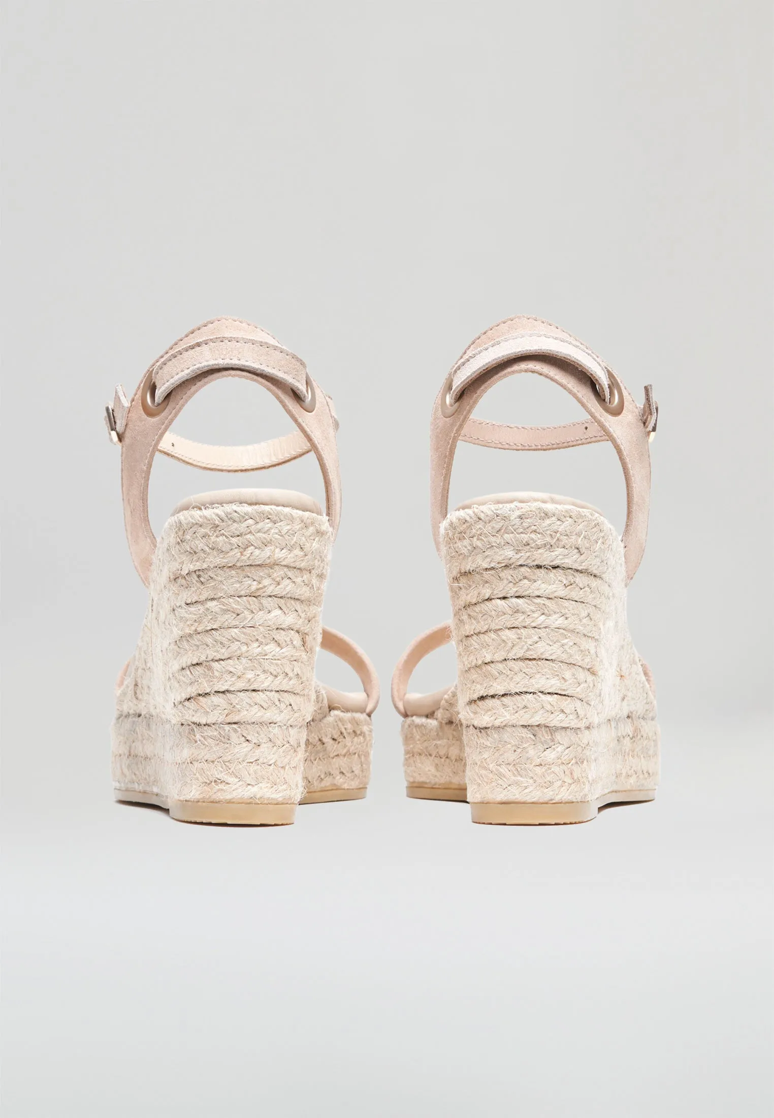 Wedge Sandals - Beige Suede