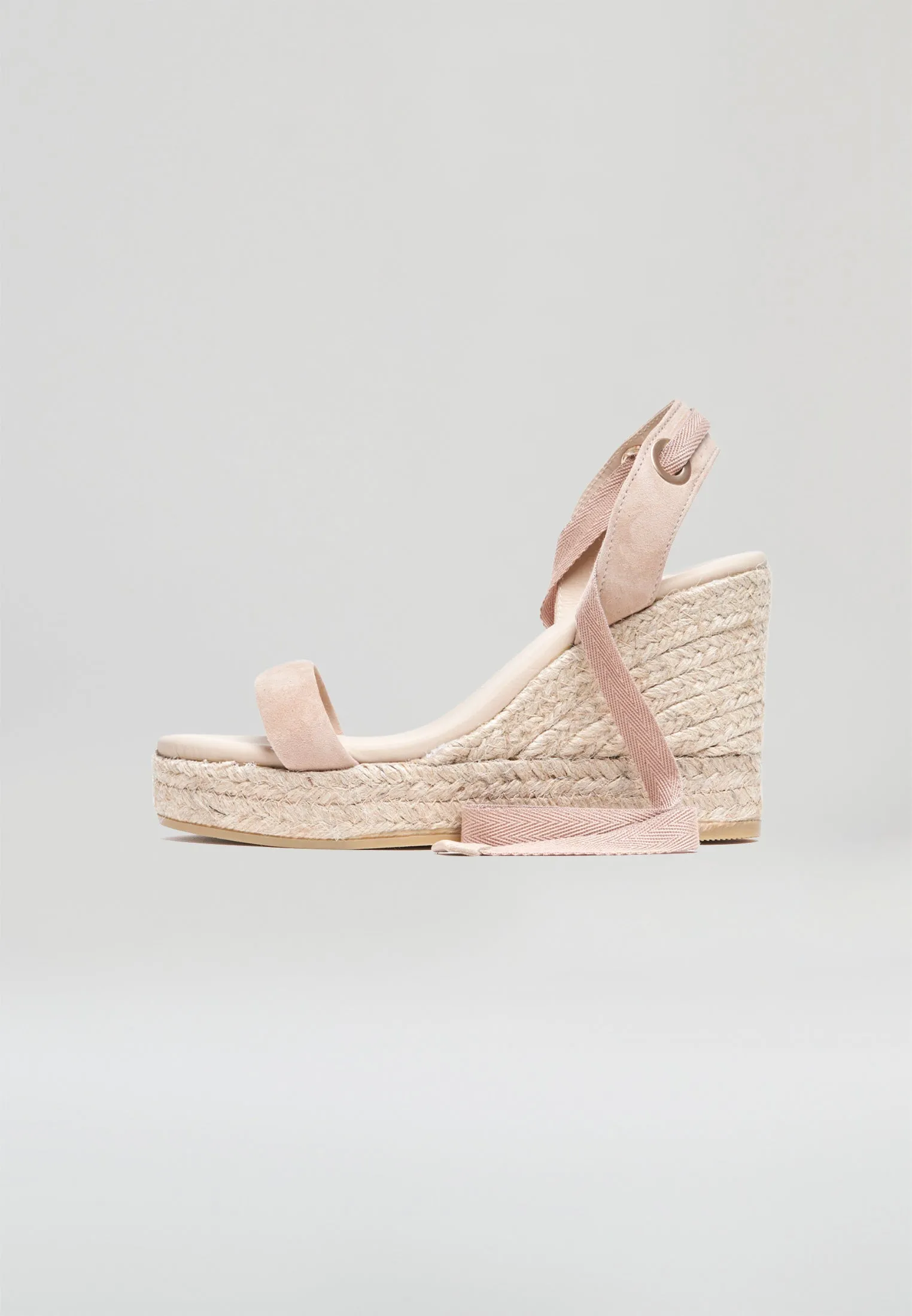 Wedge Sandals - Beige Suede