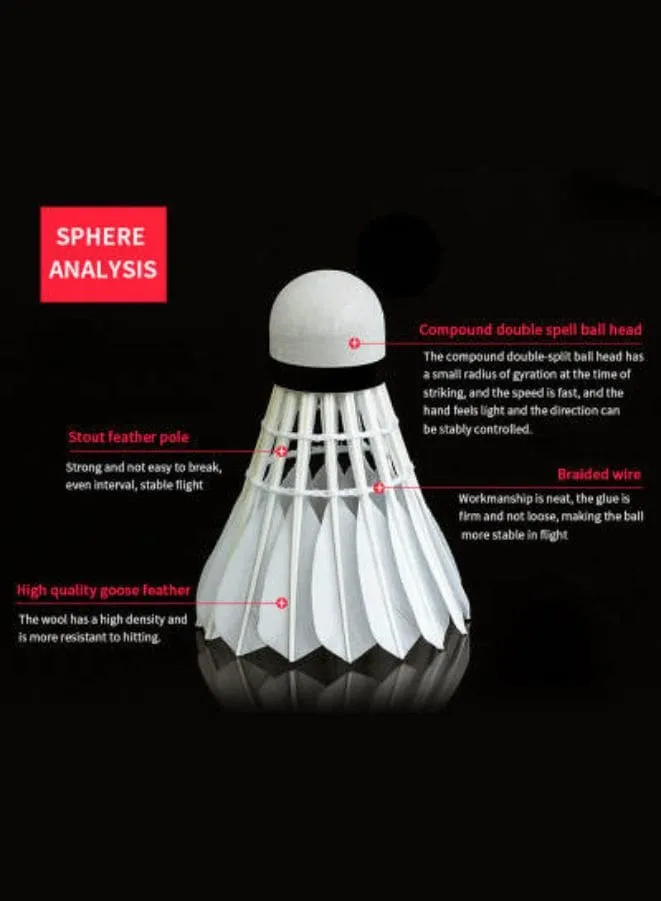 Whizz 3 PCS Natural Feather Badminton Shuttle Fiber Cork Badminton Balls Sports Training Badminton Balls for Indoor Outdoor Sports, White