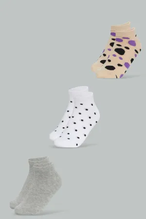 Women Ladies Sports Ankle Socks Set (Pack Of 3)