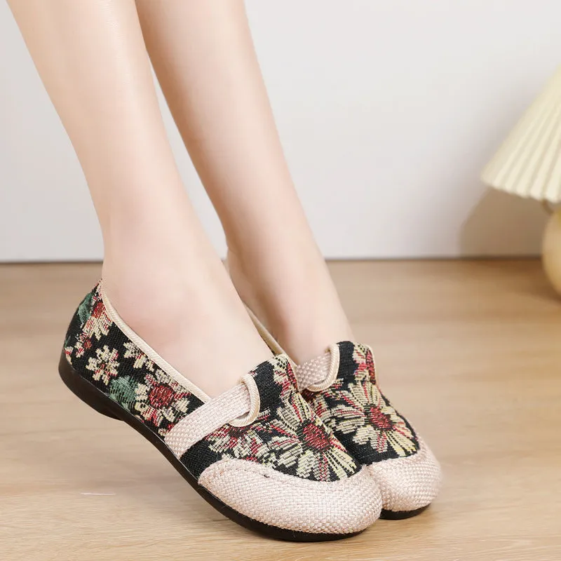 Women's Cloth Comfortable Breathable Mom Ethnic Style Canvas Shoes