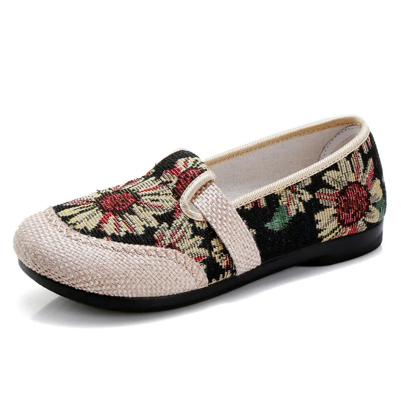 Women's Cloth Comfortable Breathable Mom Ethnic Style Canvas Shoes