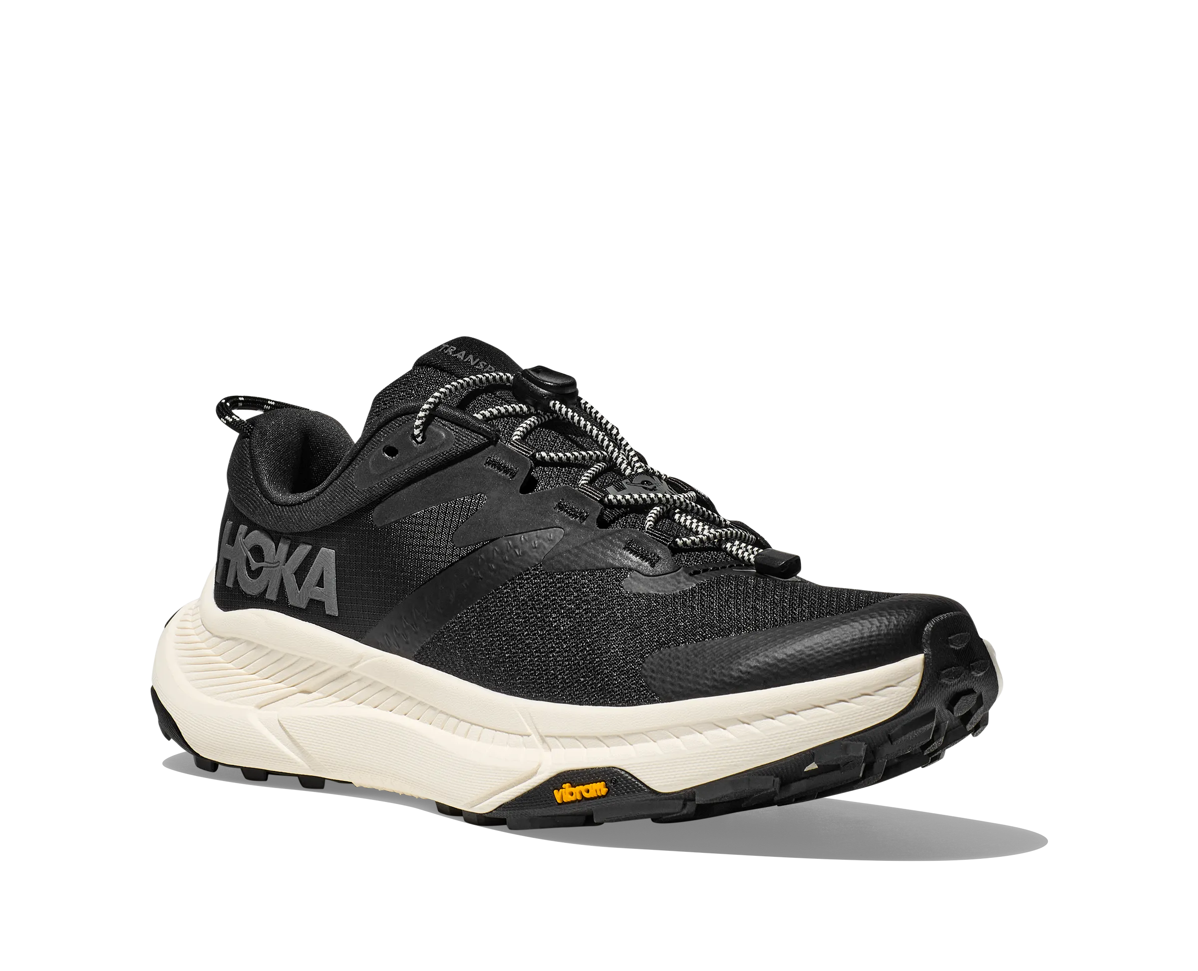 Women's Hoka Transport Color: Black / Alabaster (WIDE WIDTH)