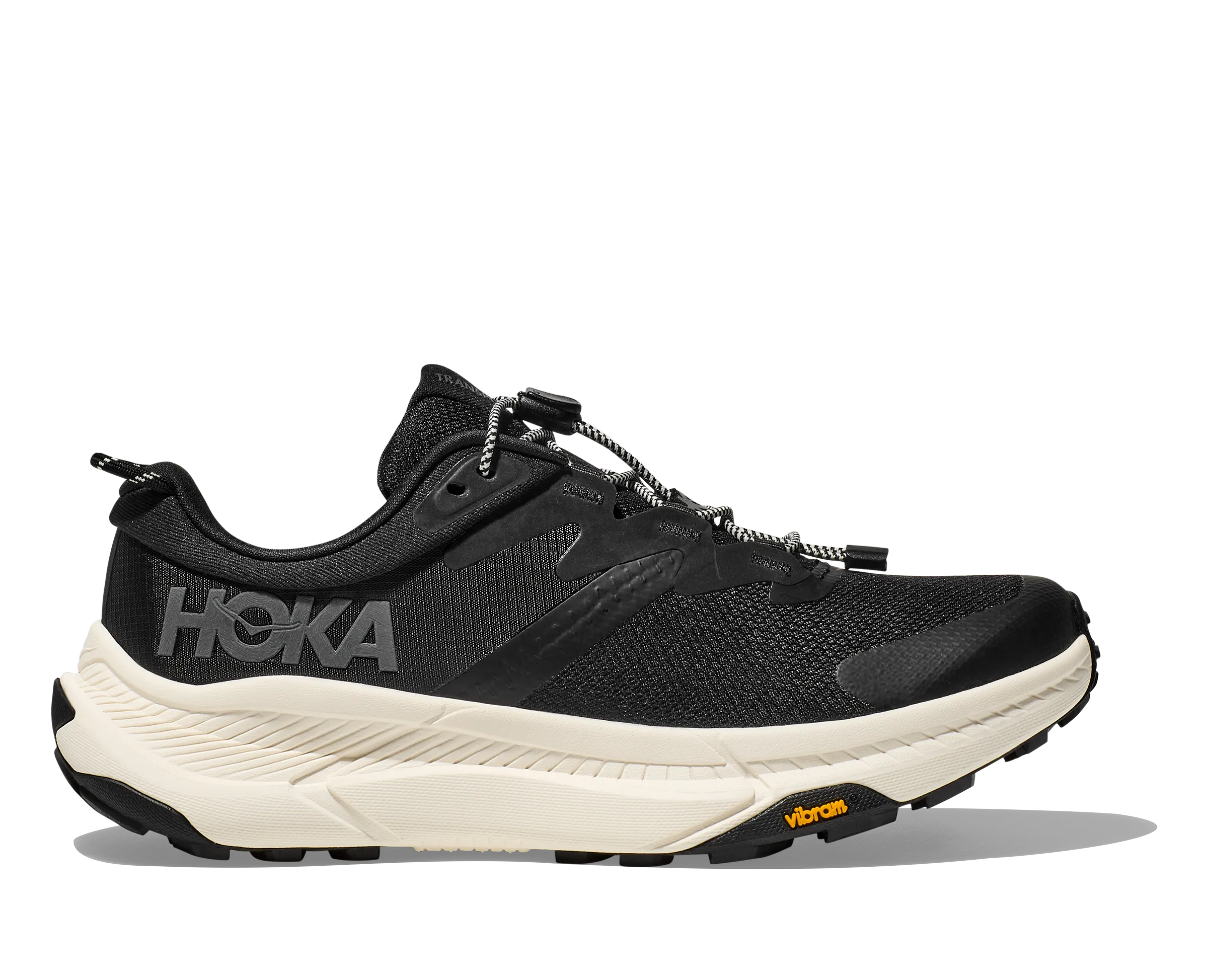 Women's Hoka Transport Color: Black / Alabaster (WIDE WIDTH)