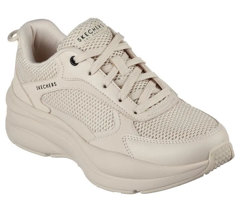 Women's Wide Fit Skechers 177402 Street Twisterz Lighten Up Trainers - Sand