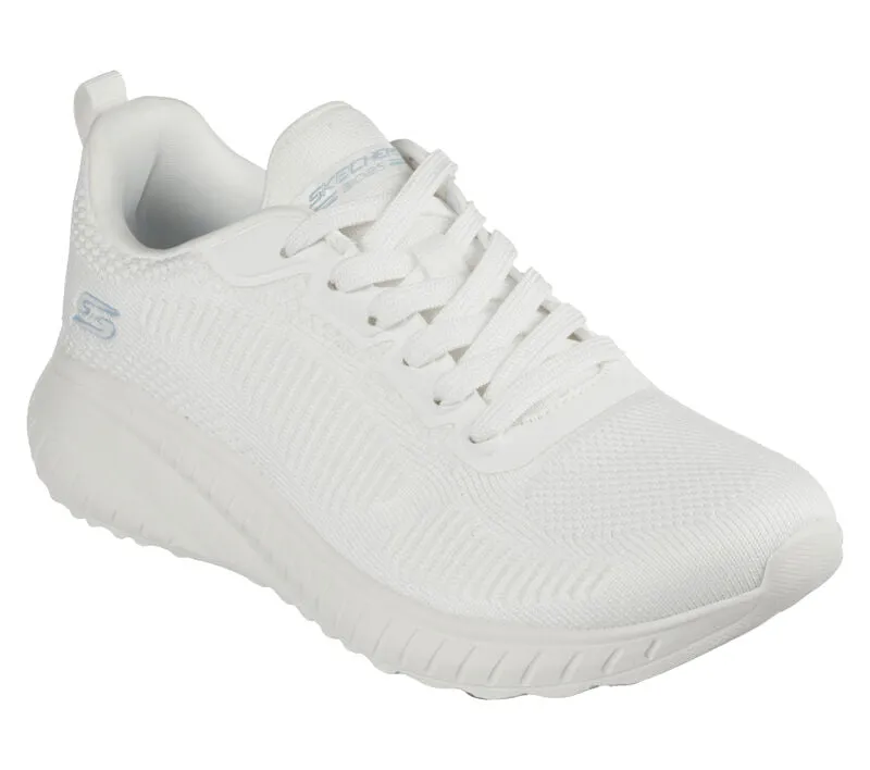 Womens Wide Fit Skechers Bobs Squad Chaos Face Off 117209 Vegan Trainers - Off White