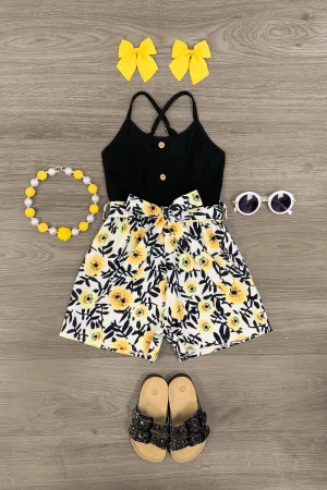 Yellow Floral Tank Romper